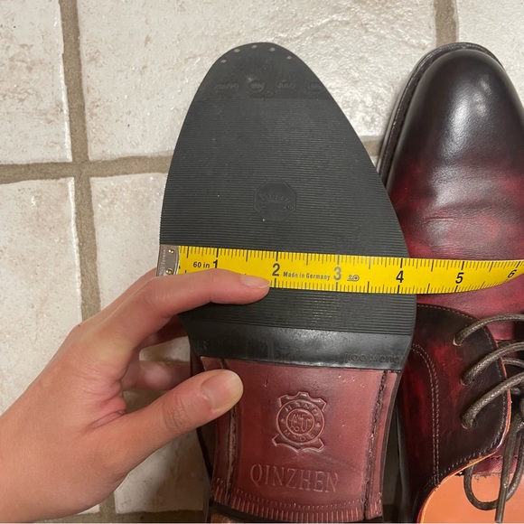 Handmade Premium Leather Oxfords Dress Shoes Pointed Toe Burgundy Tie-dye Effect - Picture 12 of 12